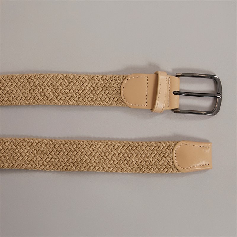 Mens Woven Belt Stone/Stone Leather - Image 2