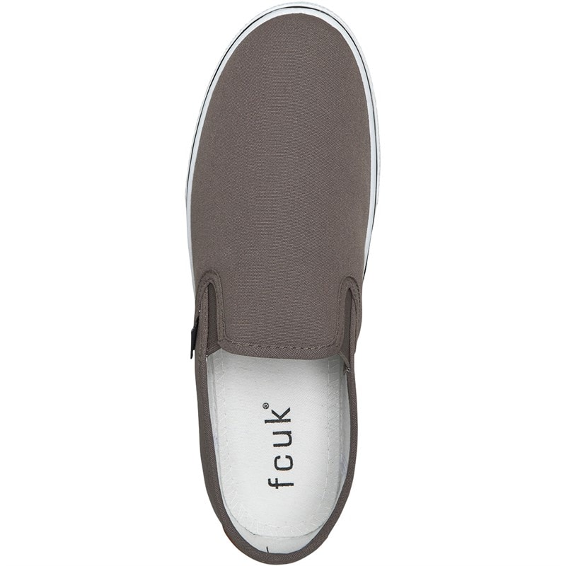 Mens FCUK Deck Slip On Canvas Pumps Grey - Image 4