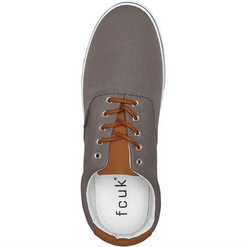 Mens FCUK Deck Canvas Pumps Grey - Image 4