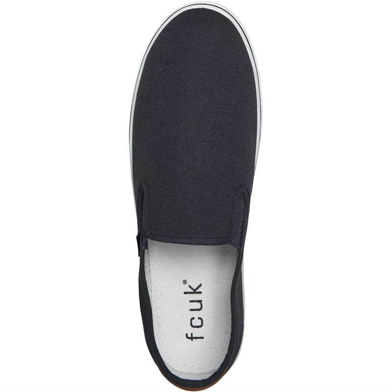 Mens FCUK Deck Slip On Canvas Pumps Navy - Image 4