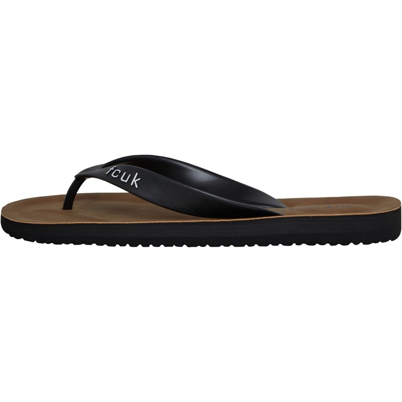 Mens FCUK Flip Flops Black - Image 2