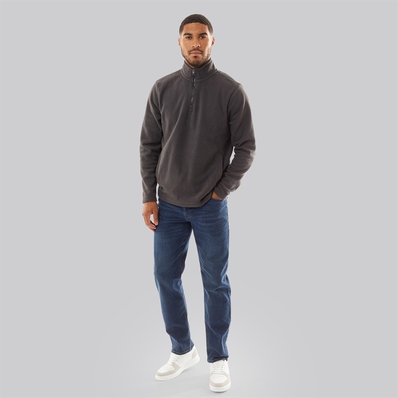 Mens 1/2 Zip Micro Fleece Charcoal Mel - Image 4