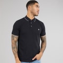 Mens Pique Polo Shirt Marine/White