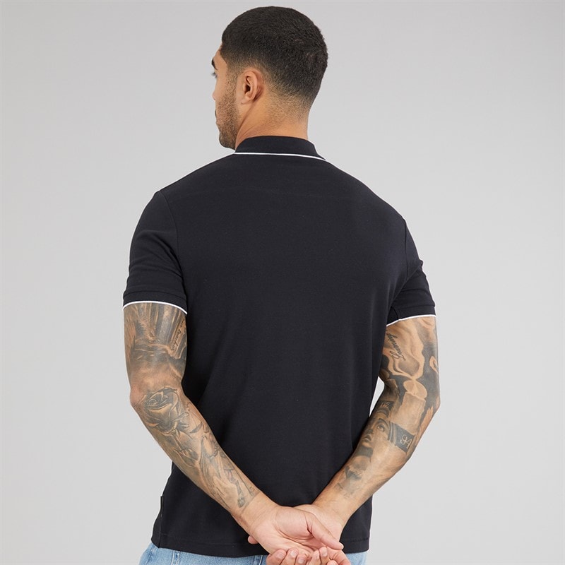 Mens Pique Polo Shirt Marine/White - Image 2
