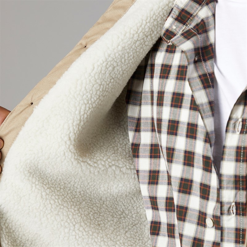 Mens Worker Borg Overshirt Stone - Image 3
