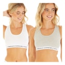 Womens Two Pack Crop Tops White/Grey Multi 2