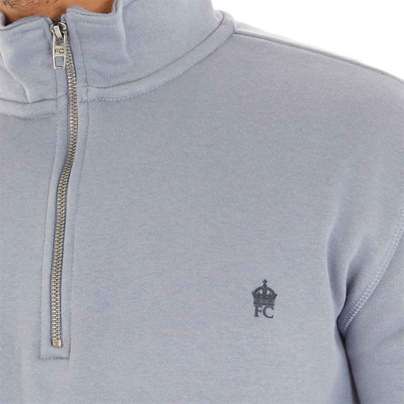 Mens FC 1/2 Zip Sweatshirt Light Blue - Image 3