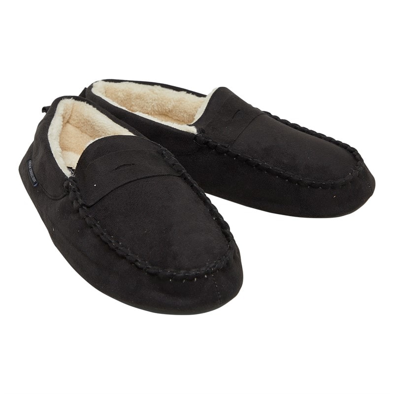 Mens Mocassin 2 Slippers Black - Image 1