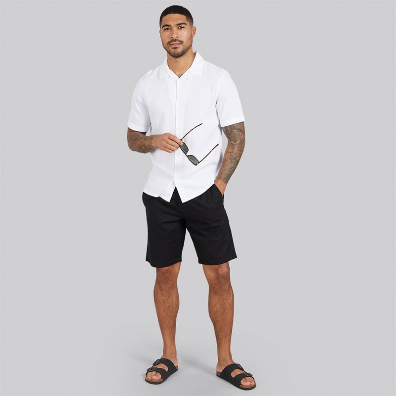 Mens Short Sleeve Linen Shirt White - Image 4