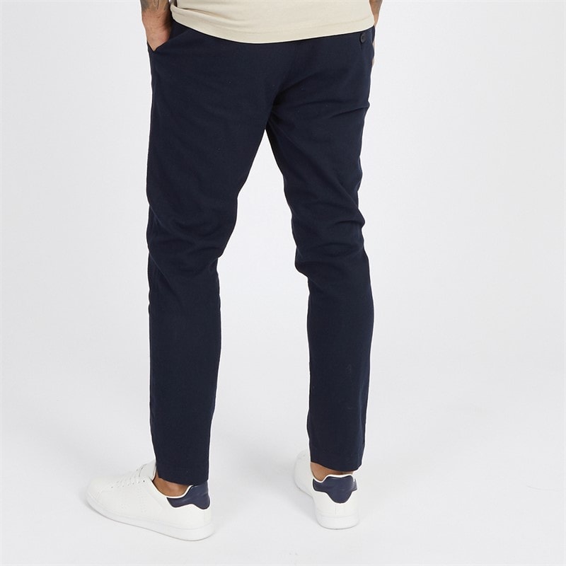 Mens Drawstring Linen Trousers Marine - Image 2
