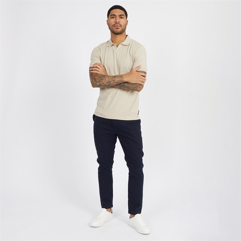 Mens Drawstring Linen Trousers Marine - Image 3