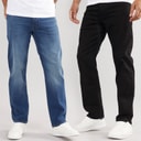 Mens FCUK Two Pack Regular Fit Jeans IND15 Darkwash/BLK01 Black