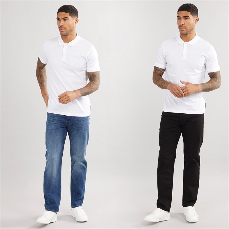 Mens FCUK Two Pack Regular Fit Jeans IND15 Darkwash/BLK01 Black - Image 4