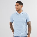 Mens Tipped Pique Polo Shirt Sky Mel/Marine