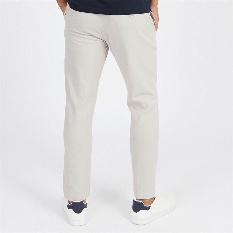 Mens Drawstring Linen Trousers Stone - Image 2