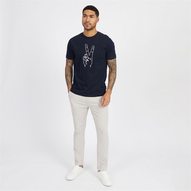 Mens Drawstring Linen Trousers Stone - Image 3