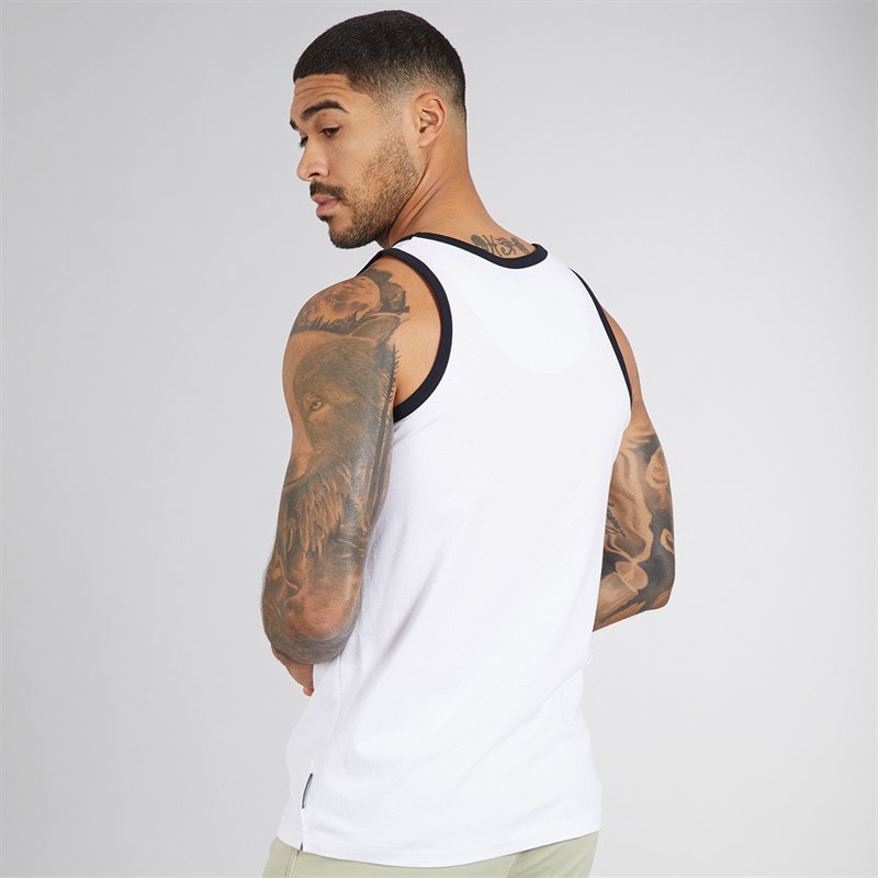 Mens Ringer Vest White/Marine - Image 2