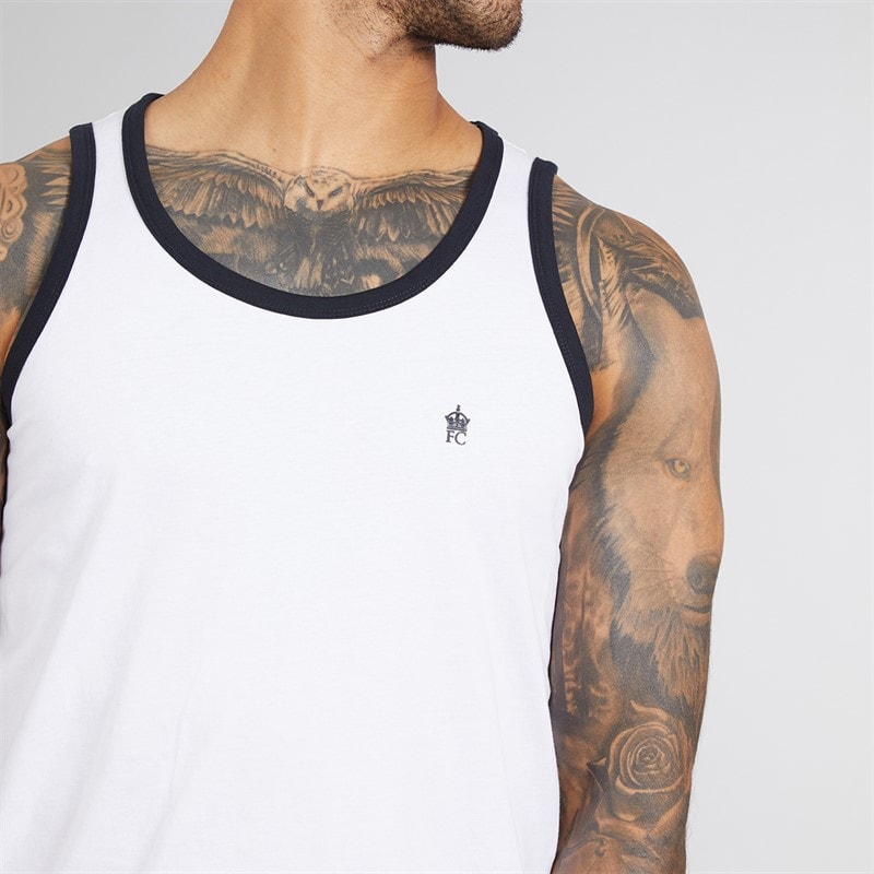 Mens Ringer Vest White/Marine - Image 3