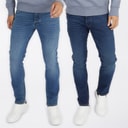 Mens FCUK Two Pack Slim Fit Jeans Ind50 - Midwash/Ind55 - Stonewash