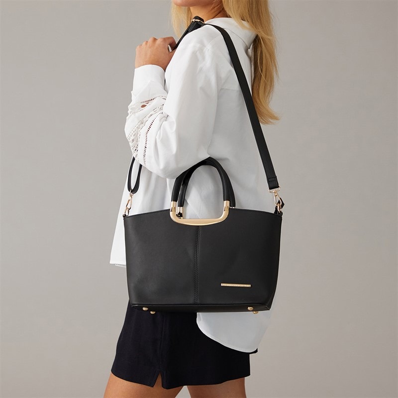 Womens Metal Handle Bag Black - Image 2