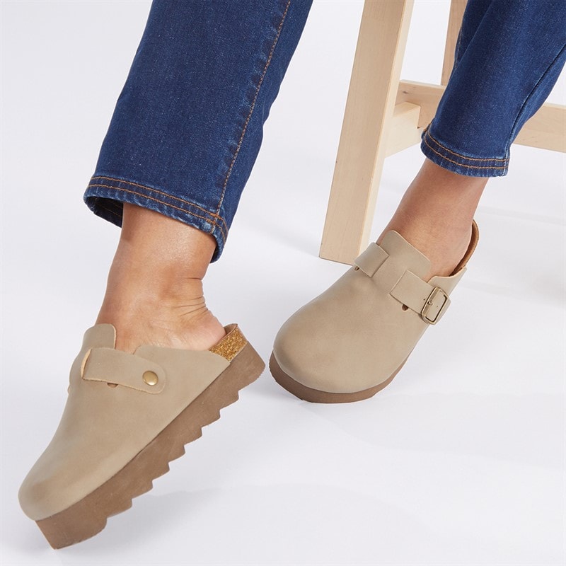 Womens Chunky Clog Sandals Sand - Image 5