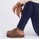Womens Chunky Clog Sandals Brown