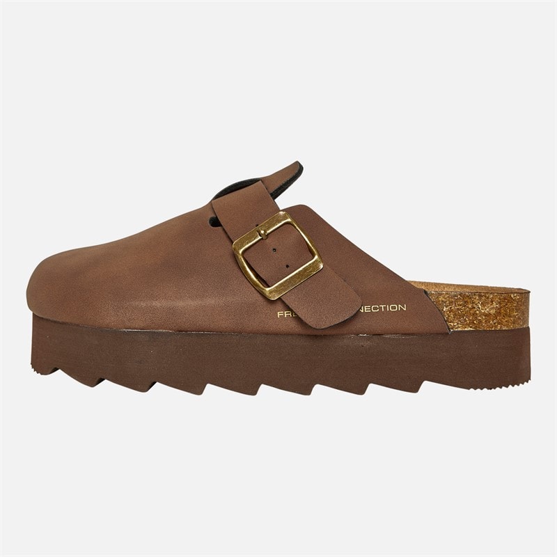 Womens Chunky Clog Sandals Brown - Image 2