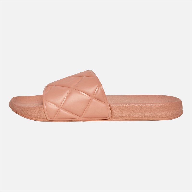 Womens Quilted Sliders Pink Blush - Image 2