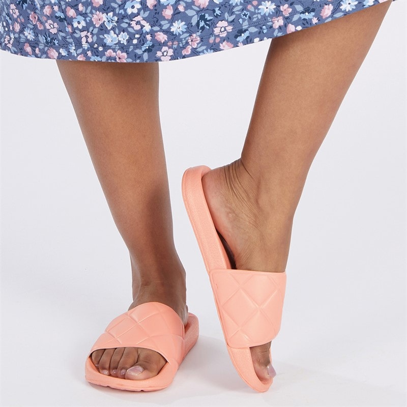 Womens Quilted Sliders Pink Blush - Image 5