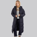 Womens Row Long Puffer Coat Midnight