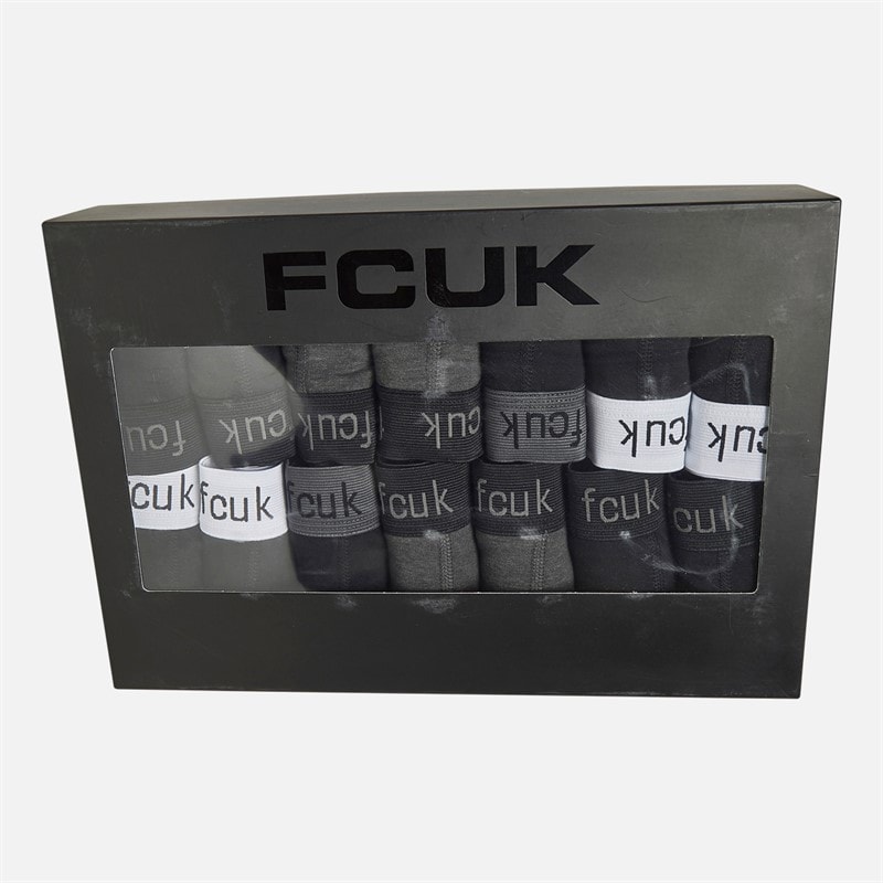 French Connection Mens Fourteen Pack FCUK Boxers Trunks Black/Charcoal Melange