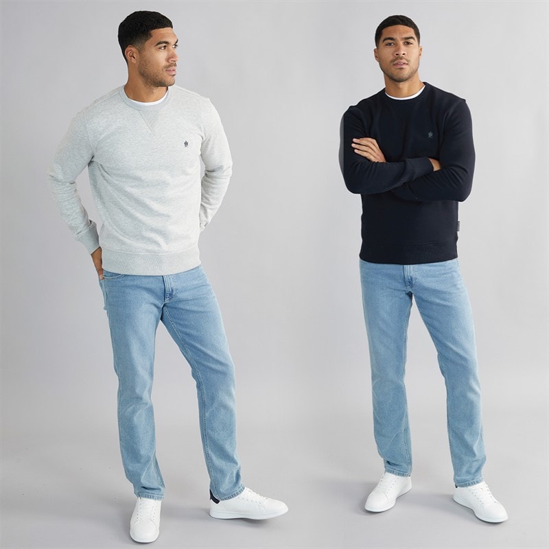 Mens FC Crew Two Pack Sweatshirts Multi 3 - Marine/Light Grey Marl - Image 3