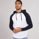 Mens Raglan Hooded Top White/Marine