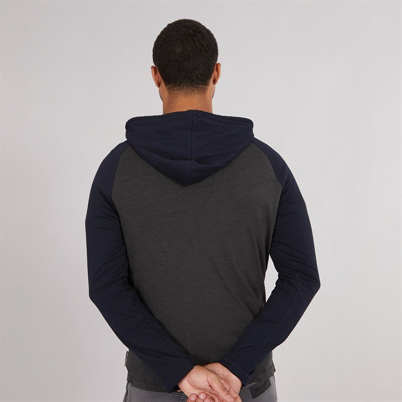 Mens Raglan Hooded Top Charcoal/Marine - Image 2