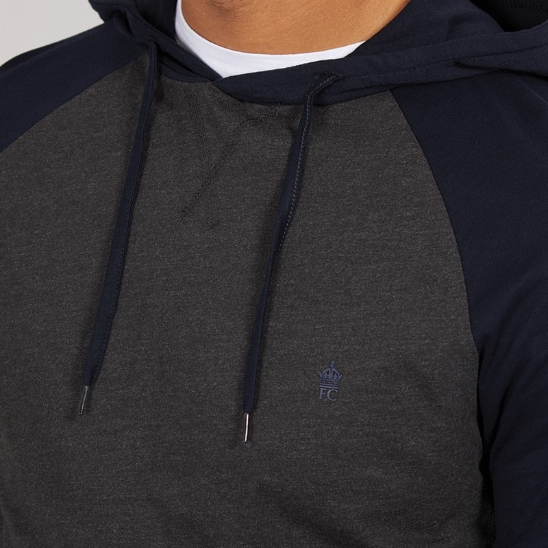 Mens Raglan Hooded Top Charcoal/Marine - Image 3