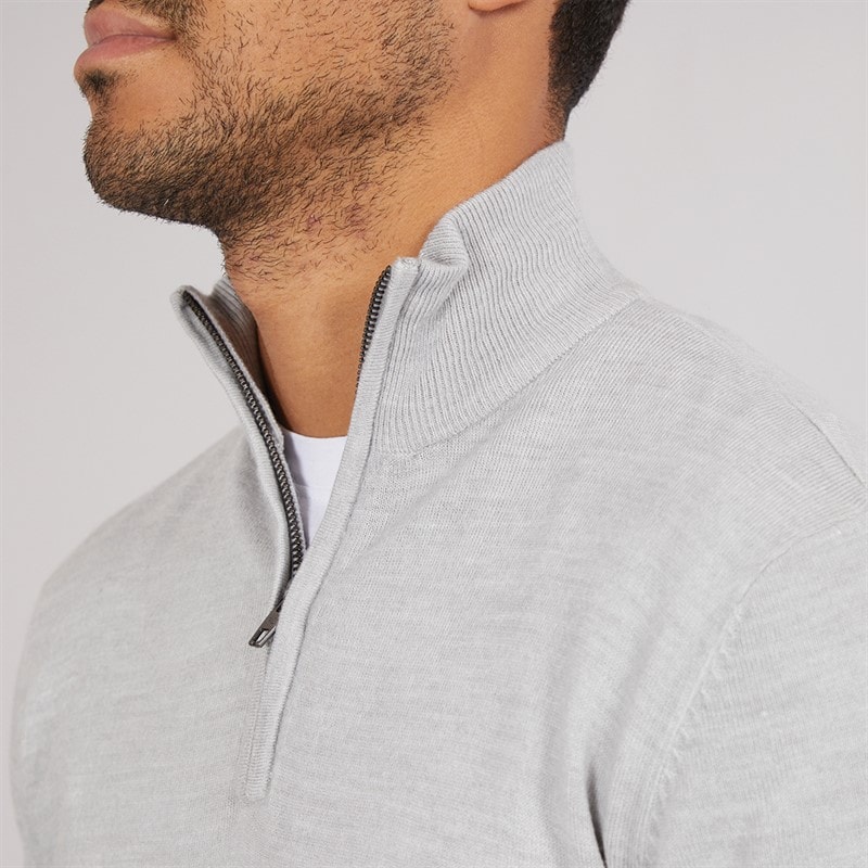 Mens Cash 1/2 Zip Jumper Light Grey Mel - Image 3