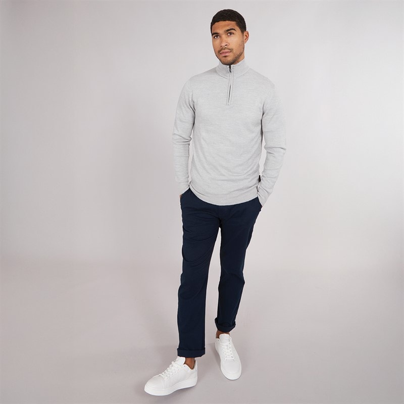 Mens Cash 1/2 Zip Jumper Light Grey Mel - Image 4
