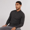 Mens Long Sleeve J Polo Shirt Charcoal Mel/Black