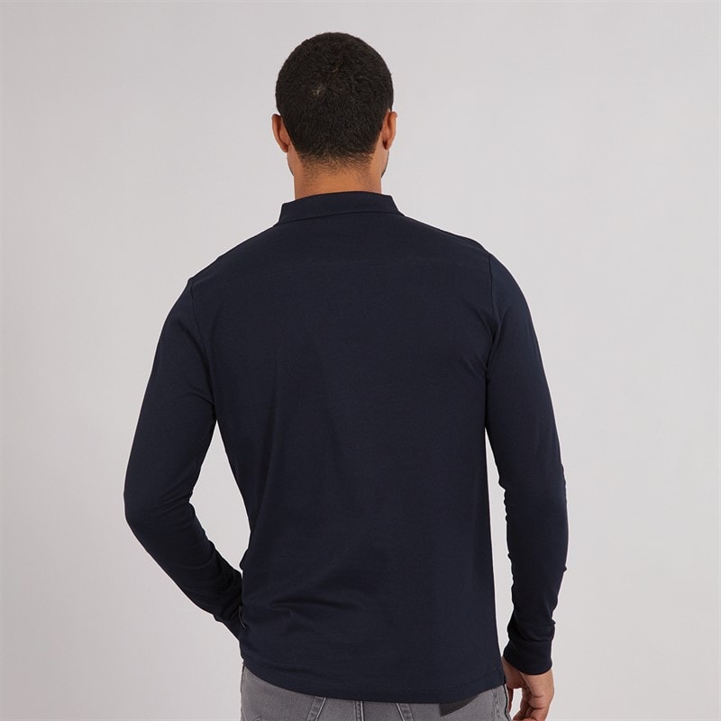 Mens Long Sleeve J Polo Shirt Marine/Gunmetal - Image 2