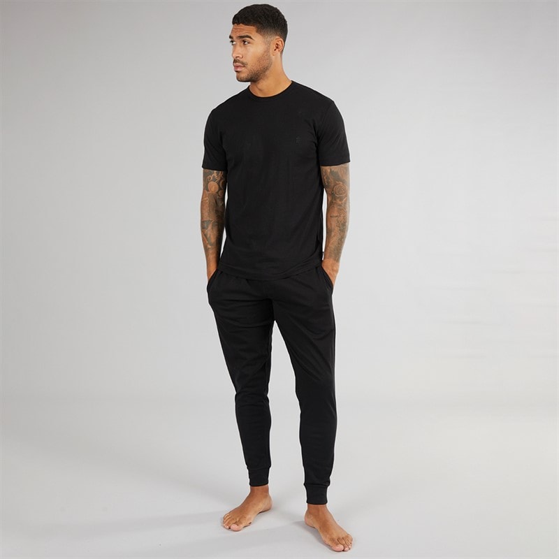 Mens FC Joggers And T-Shirt Lounge Set Black - Image 1