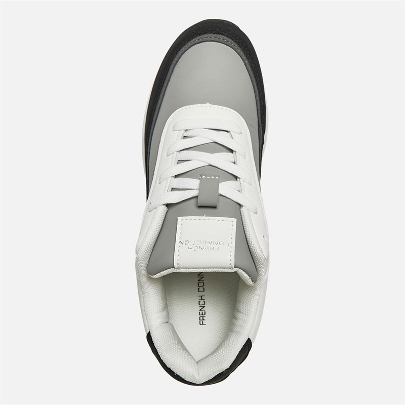 French Connection Junior Boys Suede Block Trainers White/Black - Image 4