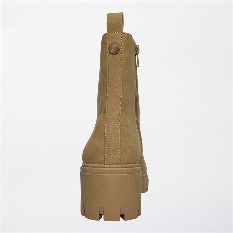 Womens Chunky Lace Boots Stone - Image 4