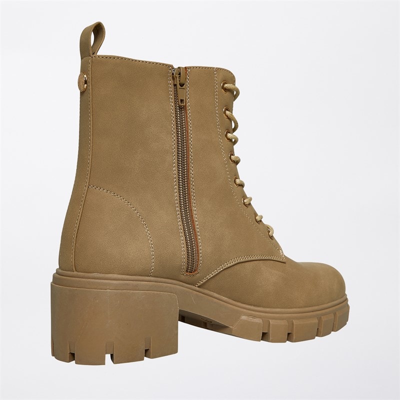 Womens Chunky Lace Boots Stone - Image 5