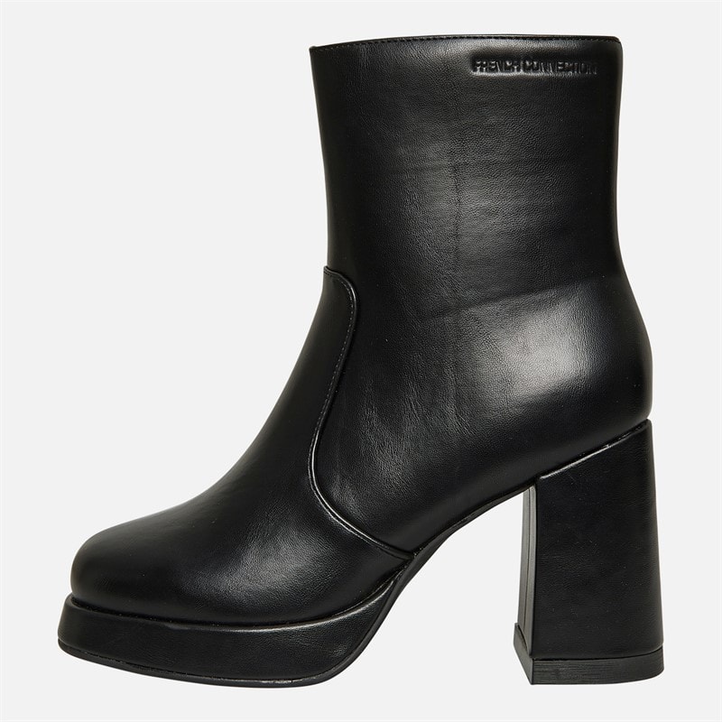 Womens Square Toe Heel Boots Black - Image 2
