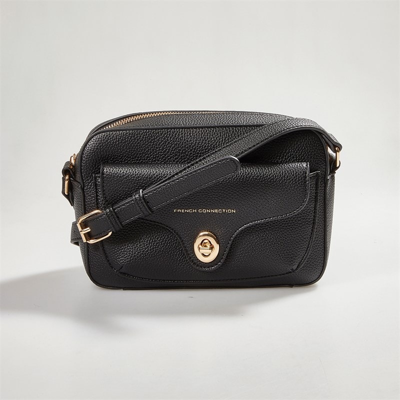 Womens Buckle Cross Body Bag Black - Image 3