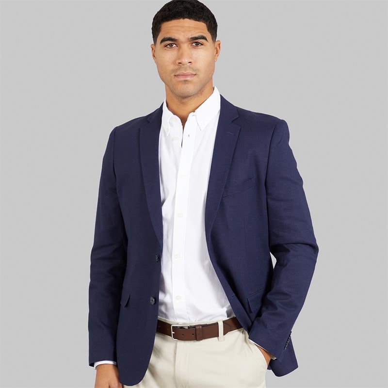 French Connection Mens Linen Blazer Marine