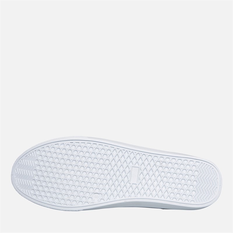 Mens FCUK Deck Slip On Canvas Pumps White/Tan At Heel - Image 2