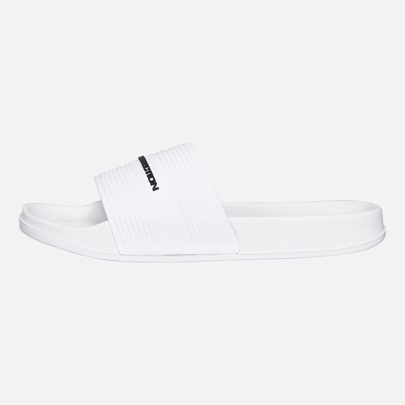 Boys Strap Sliders White/Black Logo - Image 2