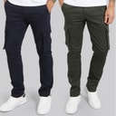 Mens Two Pack Cargos Pants Marine/Khaki