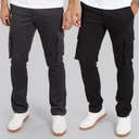 Mens Two Pack Cargos Pants Black/Charcoal
